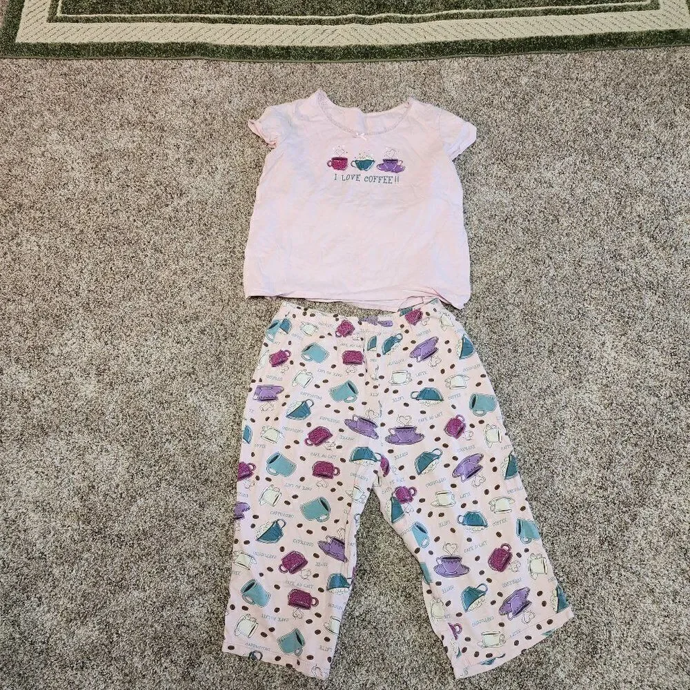 Pink I Love Coffee PJs Wommens Size L